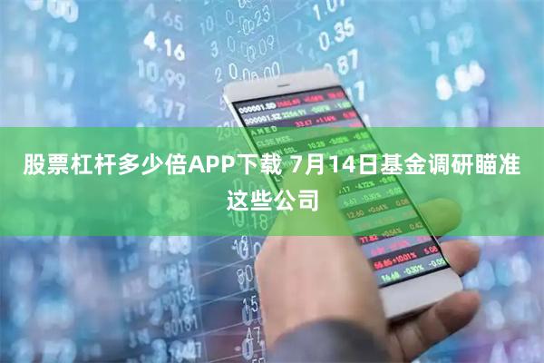 股票杠杆多少倍APP下载 7月14日基金调研瞄准这些公司