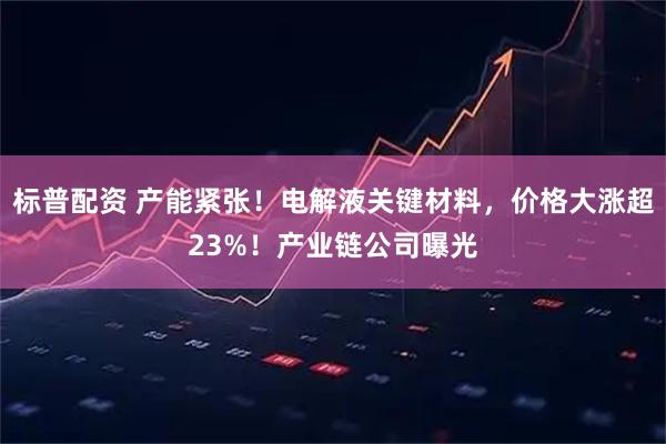 标普配资 产能紧张！电解液关键材料，价格大涨超23%！产业链公司曝光