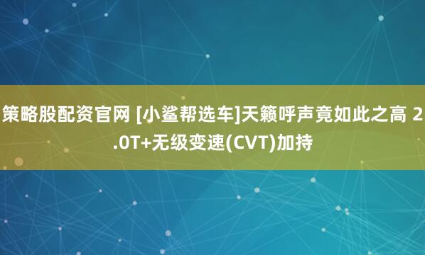 策略股配资官网 [小鲨帮选车]天籁呼声竟如此之高 2.0T+无级变速(CVT)加持