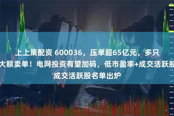 上上策配资 600036，压单超65亿元，多只龙头股现大额卖单！电网投资有望加码，低市盈率+成交活跃股名单出炉