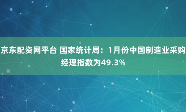 京东配资网平台 国家统计局：1月份中国制造业采购经理指数为49.3%